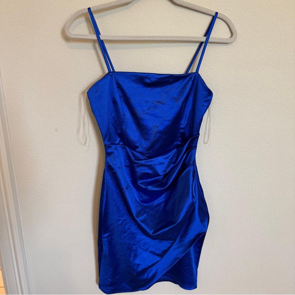 Windsor Royal Blue Satin Bodycon Mini Dress | Size M